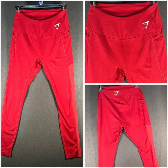 Gymshark Red Mesh Athletic Leggings Women's Size‎ XSmall - Picture 1 of 8